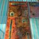 Set of 2 tables enamelled lava