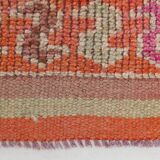 Pink & Orange Vintage Turkish Runner Rug, 103x326Cm