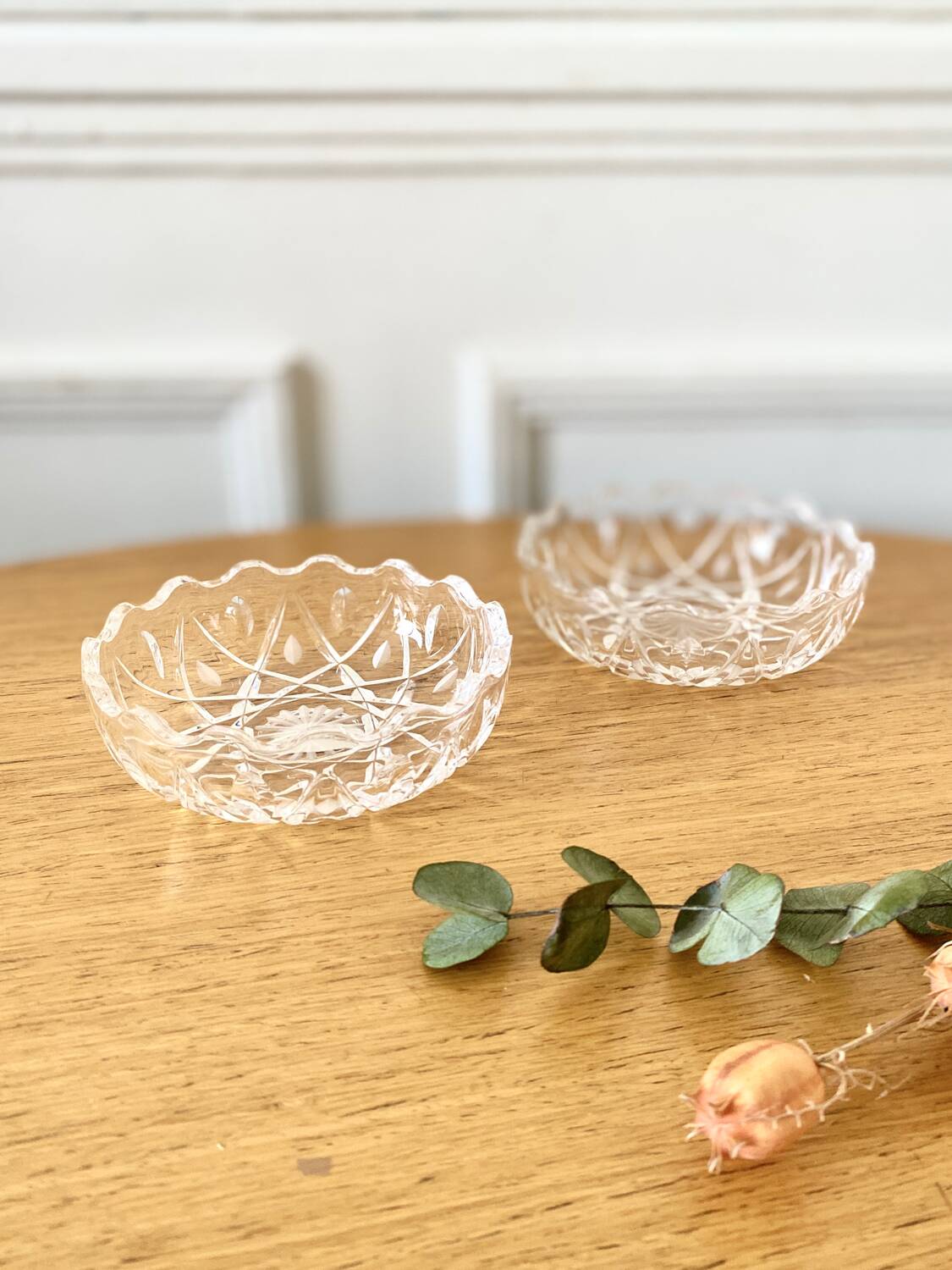 Pair of small real crystal cups