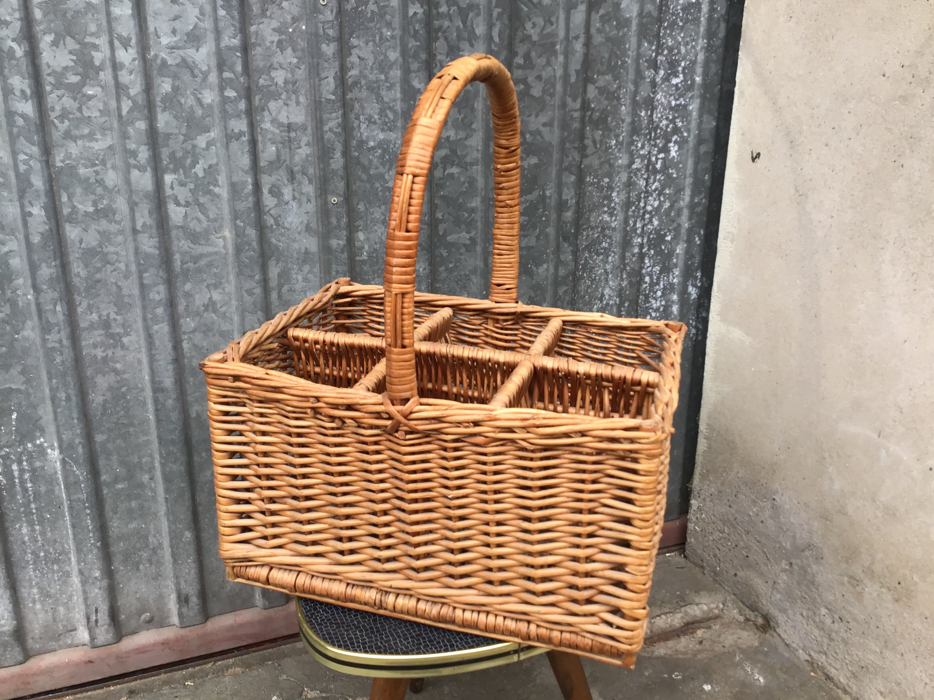 Vintage wicker bottle holder