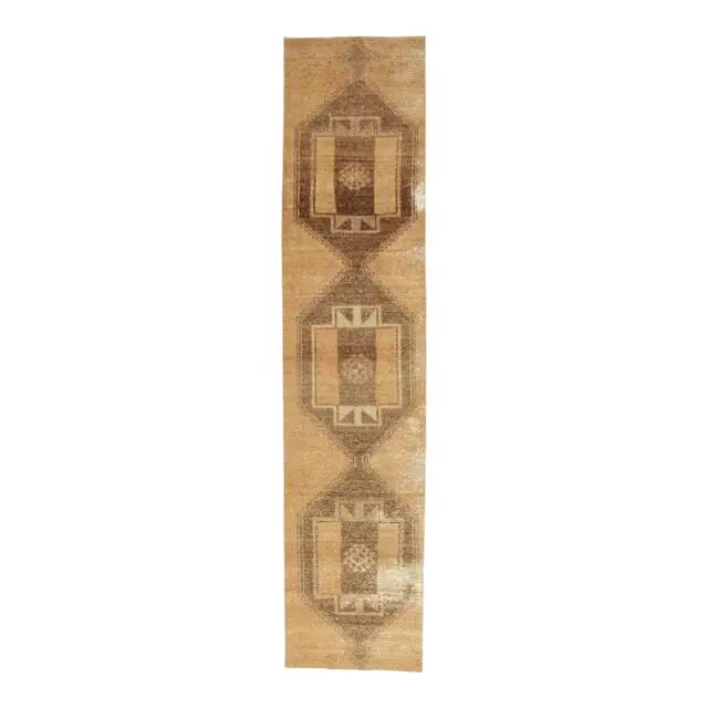 1970s Turkish Oushak Wool Runner Rug 84x378
