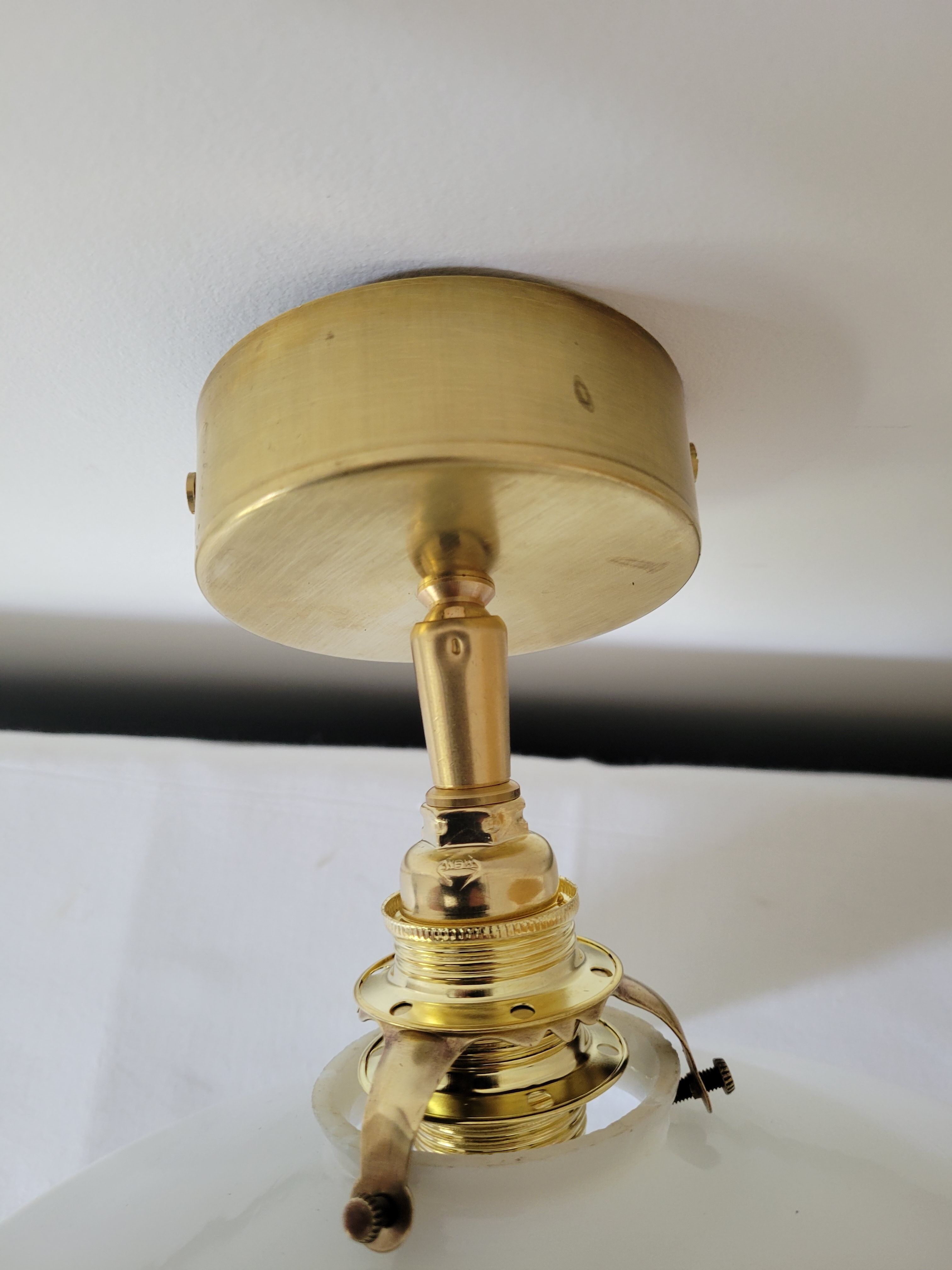 Brass and opaline wall lamp