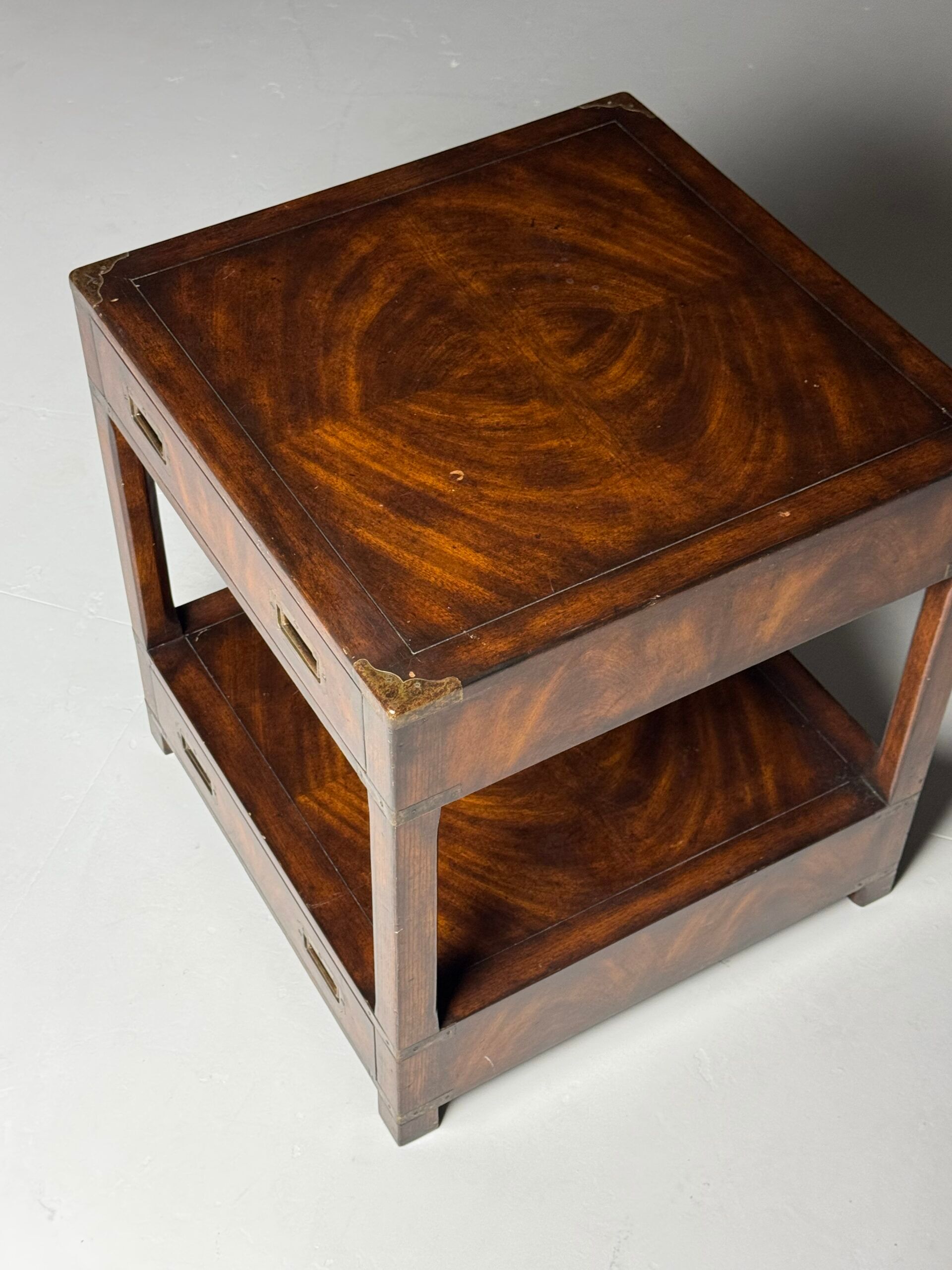 Campaign style mahogany coffee table
