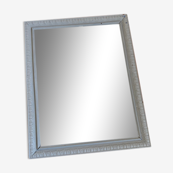 Antique mirror with gray wooden frame