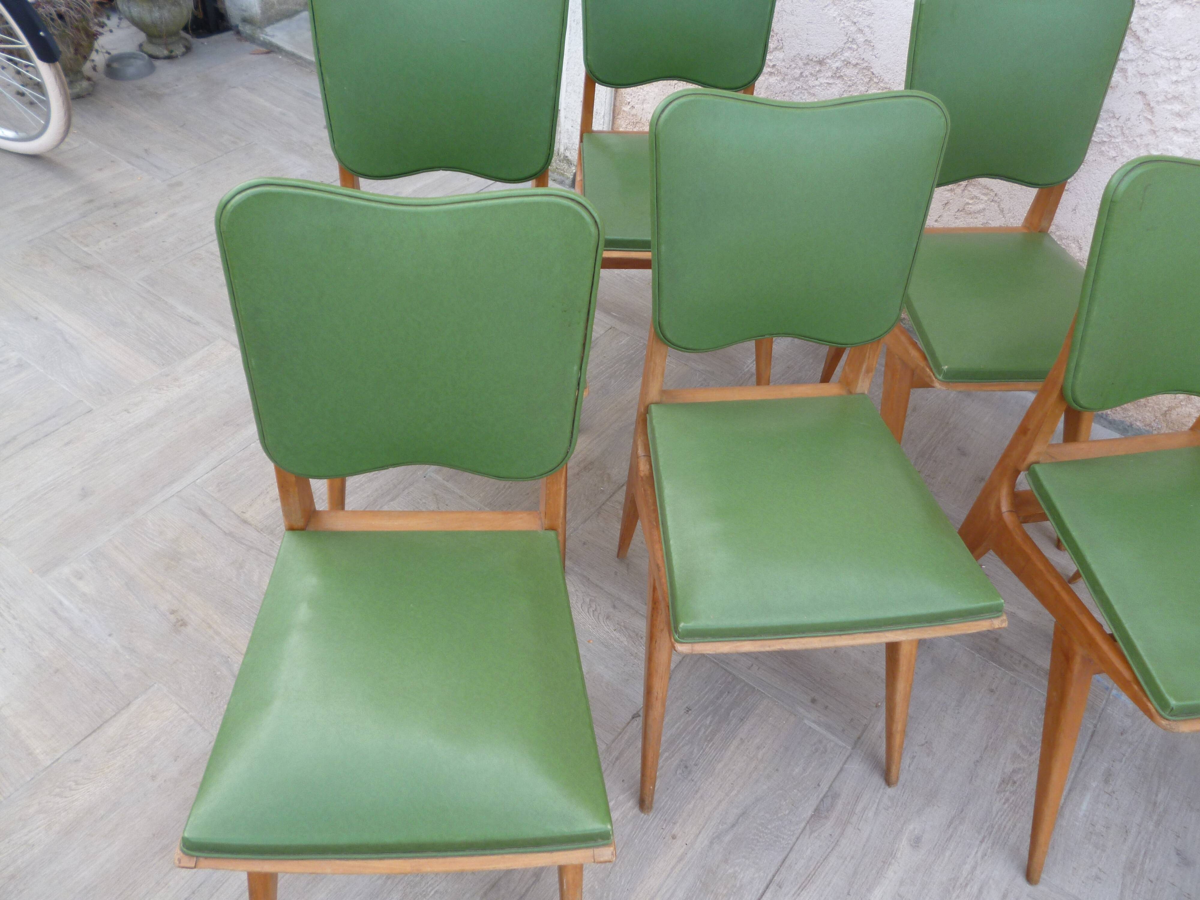 6 vintage Scandinavian chairs compass feet