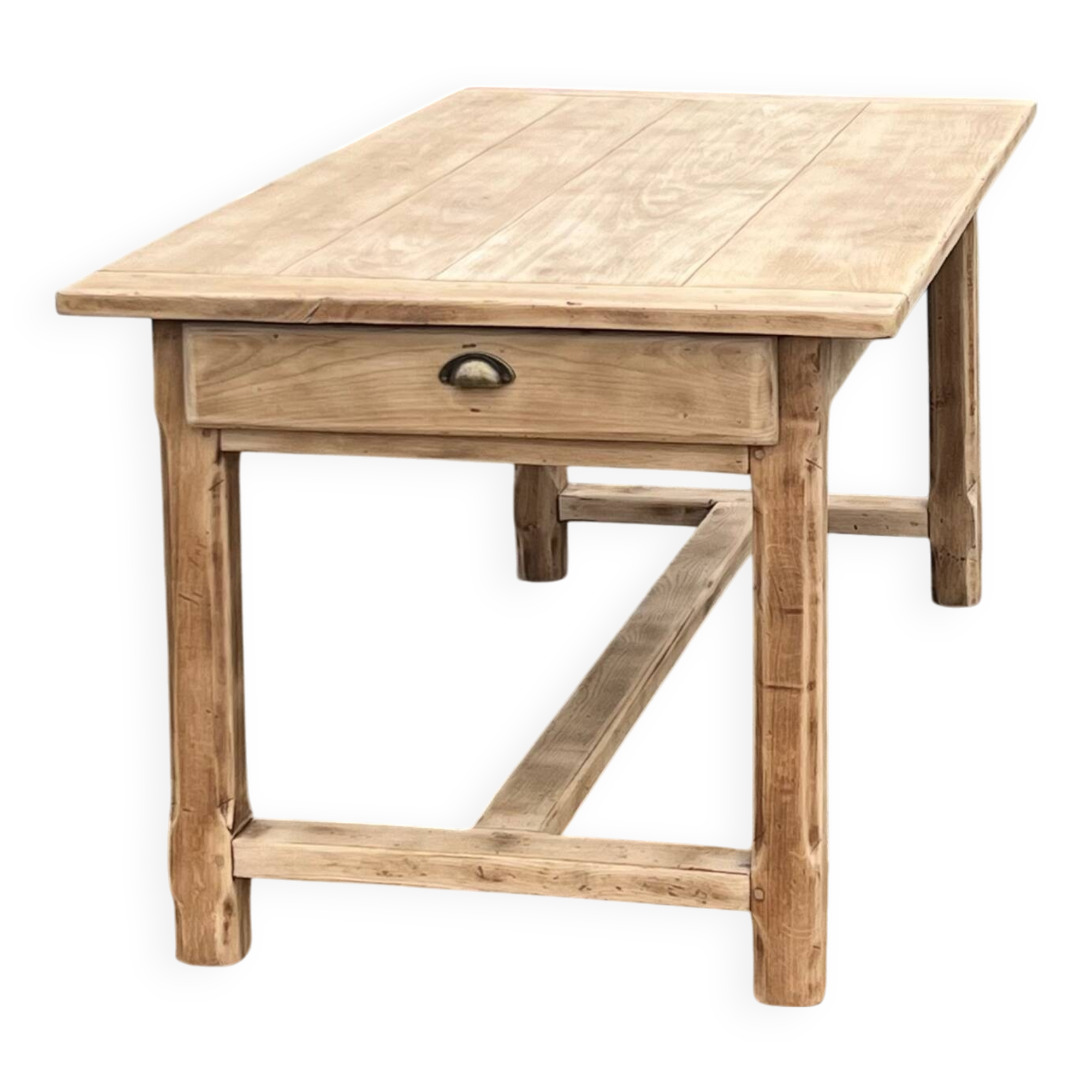 Antique farmhouse table in raw solid oak