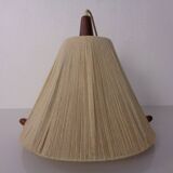 Teak and sisal ceiling lamp from Temde, 1960s