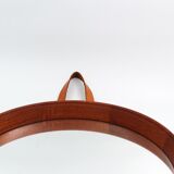 Scandinavian teak mirror with 1950s 19.5cm leather strap