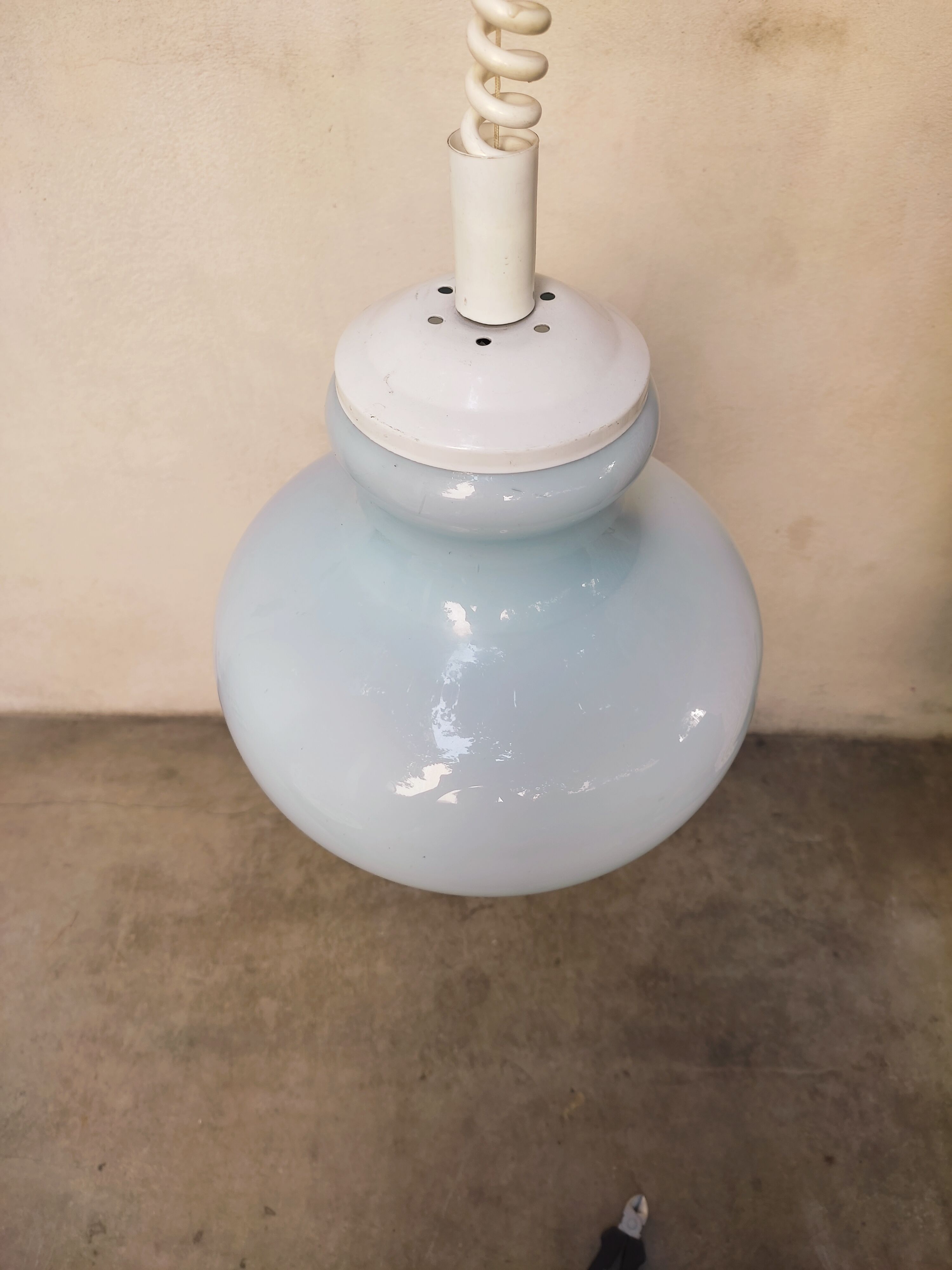 Blue opaline hanging lamp