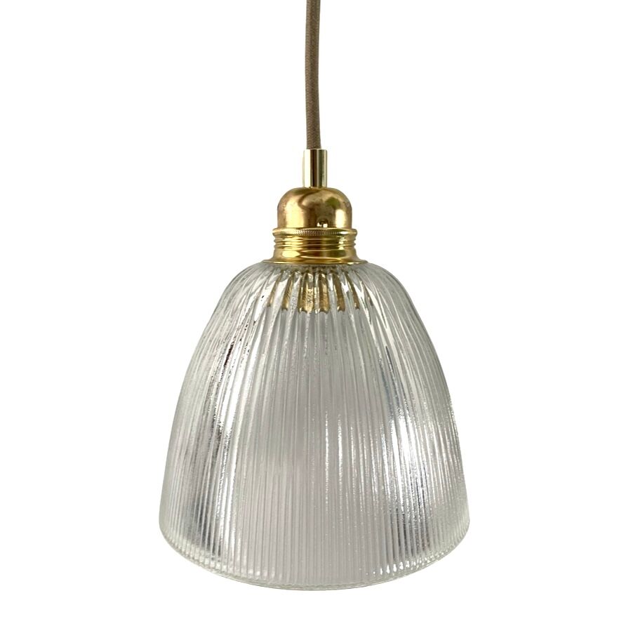Vintage holophane glass pendant lamp