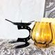Candle holder photophore iron and amber glass vintage
