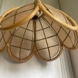 Vintage mother-of-pearl and rattan pendant light
