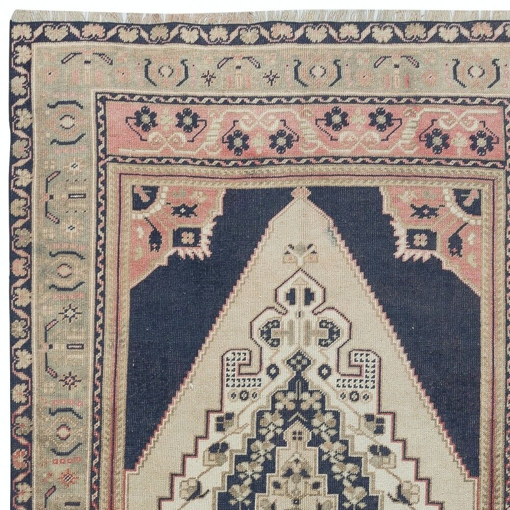 Vintage Handmade Turkish Area Rug, 100% Wool