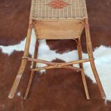 Old worker in wicker with red braiding 60s