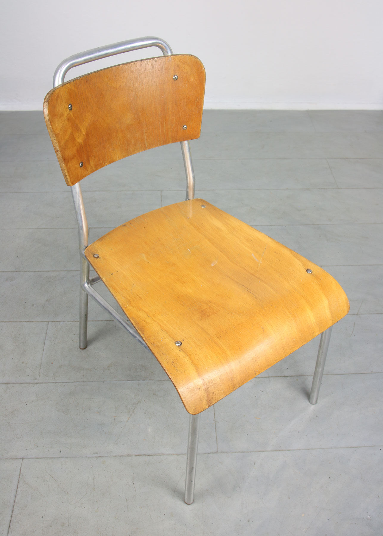 Mid-century Plywood Aluminum Chair, set of 2