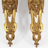 set of 2 old brass pediments