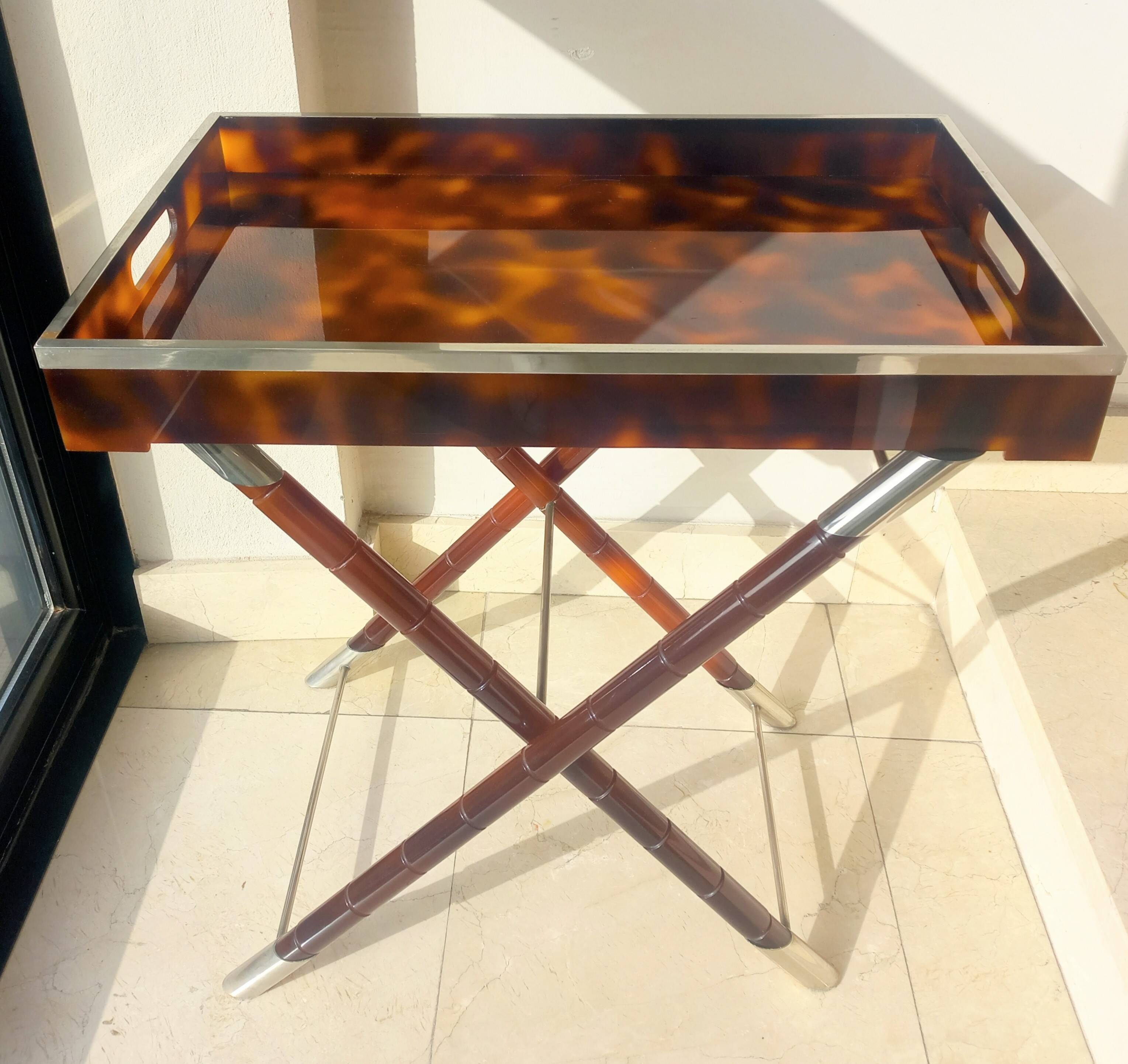 Faux tortoise shell serving tray