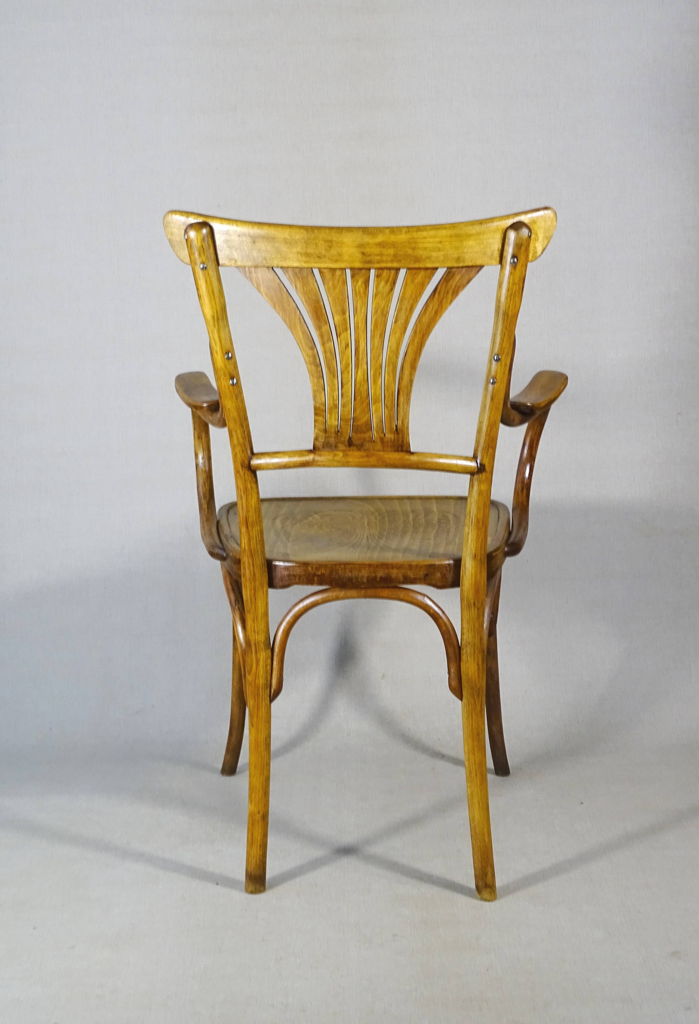 KOHN armchair N°196, circa 1905, bistro wood seat