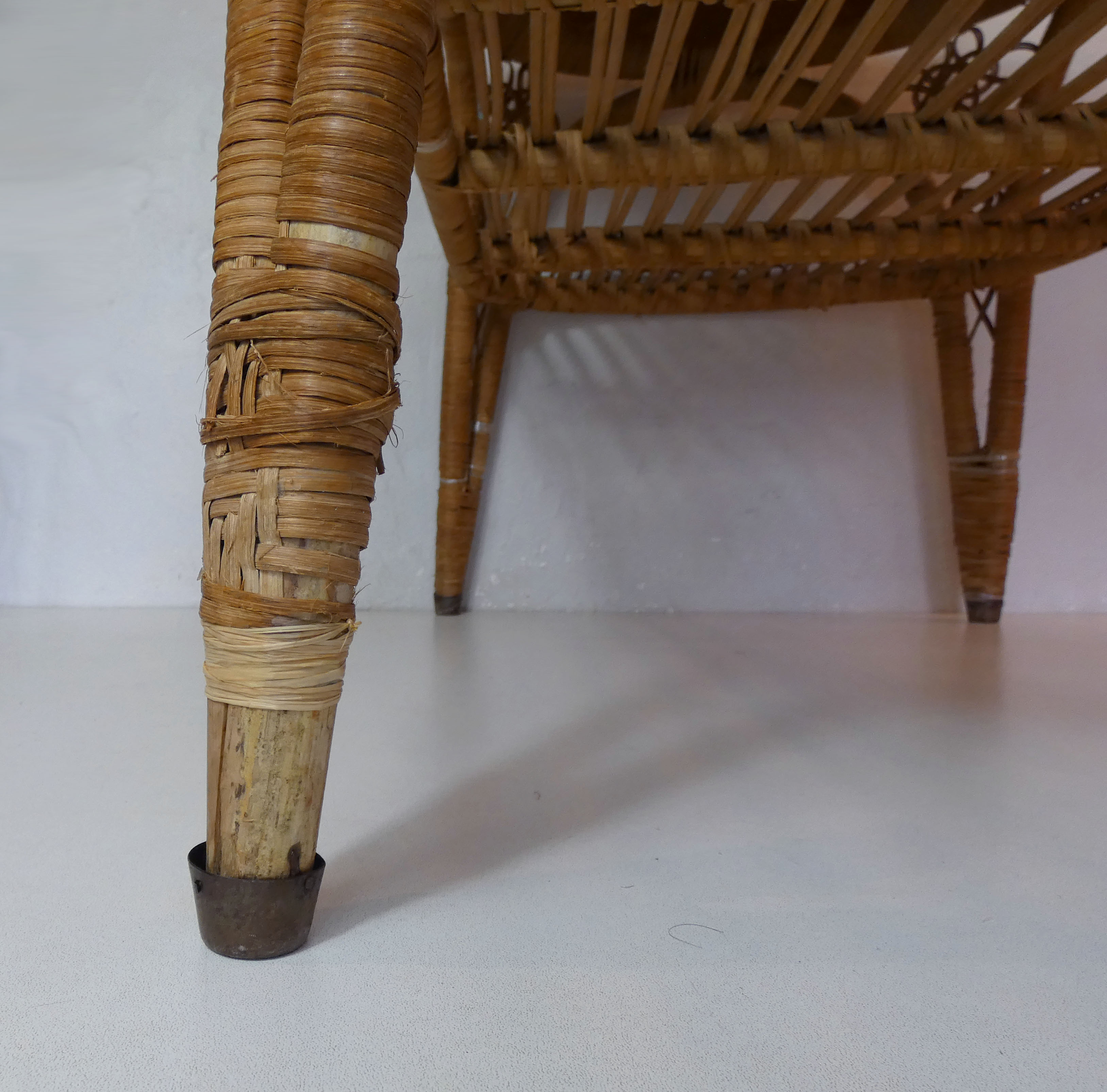 Old vintage rattan coffee table