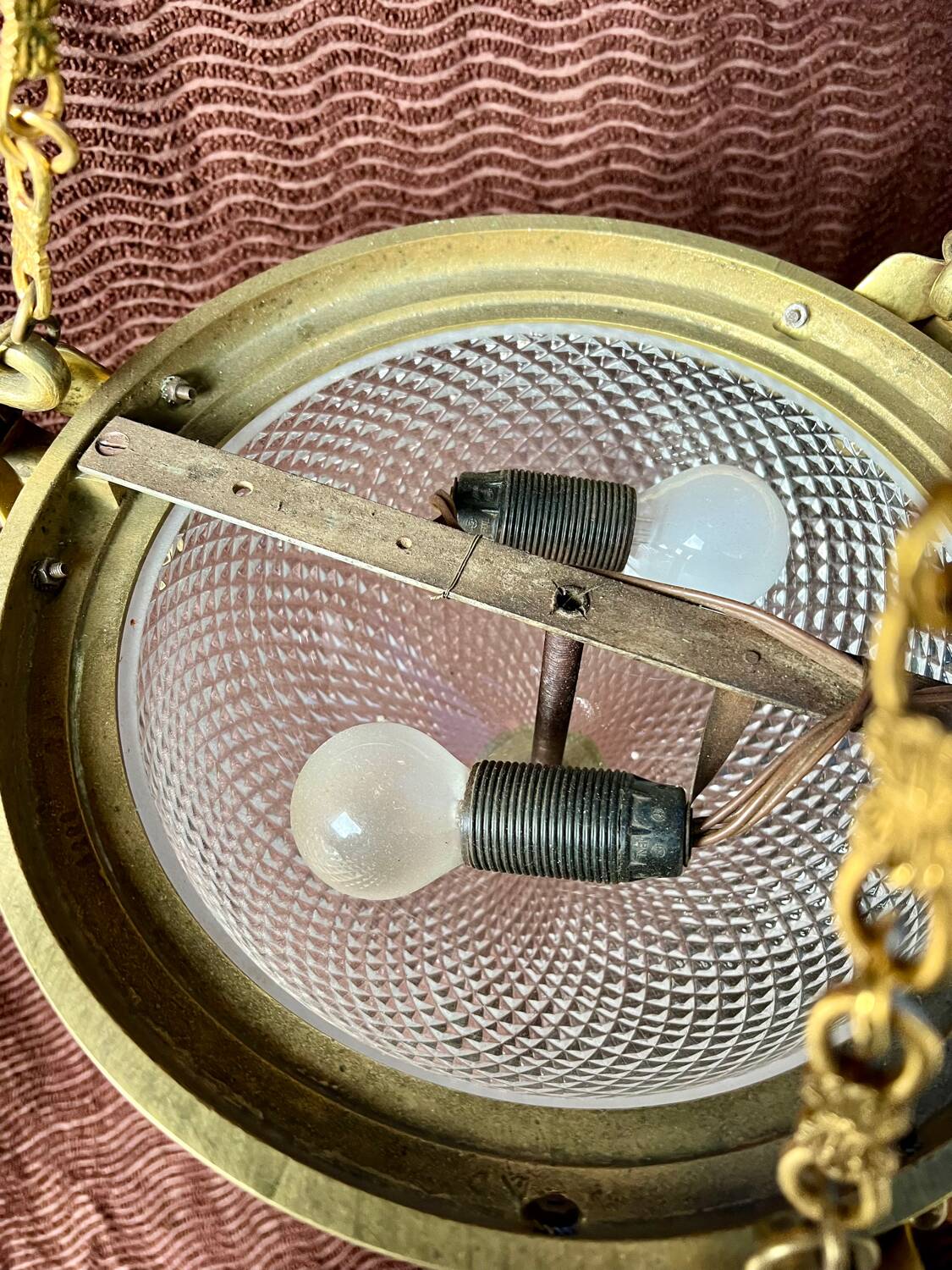 Antique Empire gilt bronze swan neck chandelier