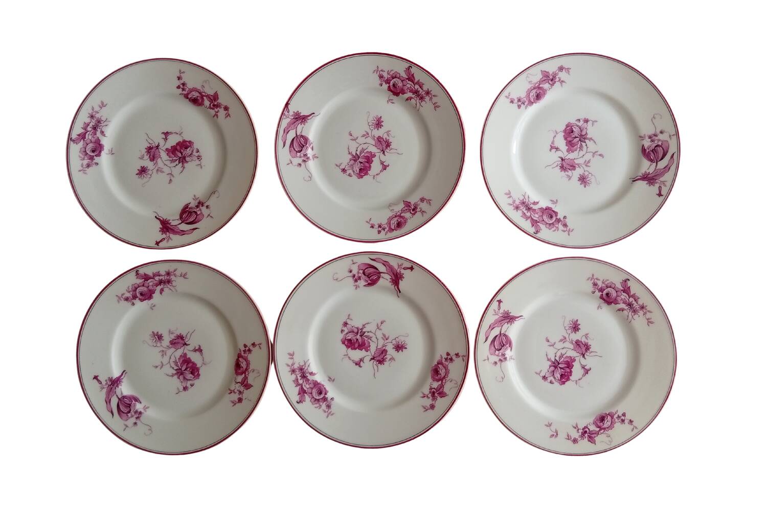 6 Maison Bernardaud dessert plates in Limoges porcelain