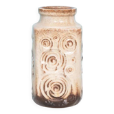 Vintage 'uienvaas' from West Germany, retro fat lava flower vase from the 1960s.