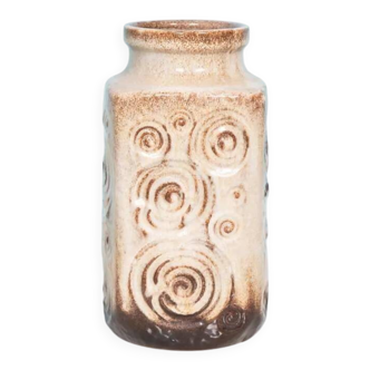 Vintage 'uienvaas' from West Germany, retro fat lava flower vase from the 1960s.