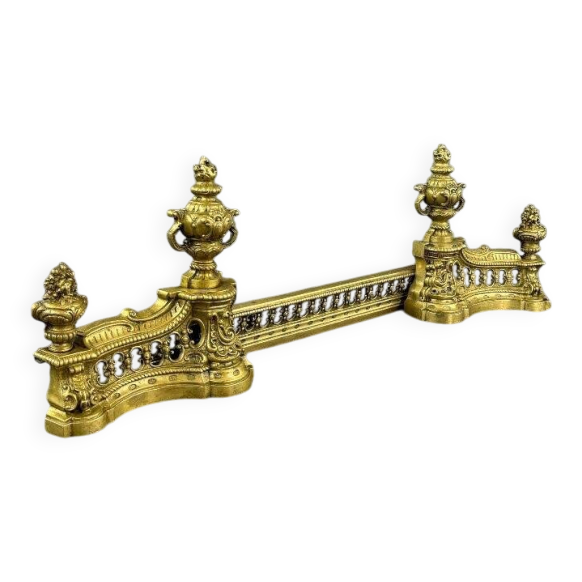 Paire de Chenets en Bronze Doré, Style Louis XVI, Époque Fin XIXe Siècle