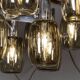 20thC ITALIAN CHROME & SMOKED GLASS EIGHTEEN LIGHT CHANDELIER c.1970