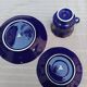 Superb Coffee/Tea Trio in Cobalt Blue & Gold Porcelain - Chodzież Poland