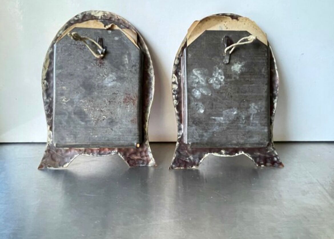 Pair of art nouveau copper metal photo frames