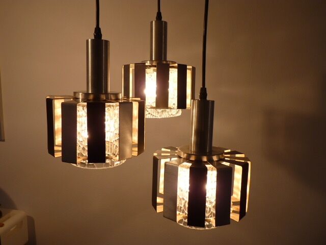 Vintage waterfall lamp with heavy glass lampshades