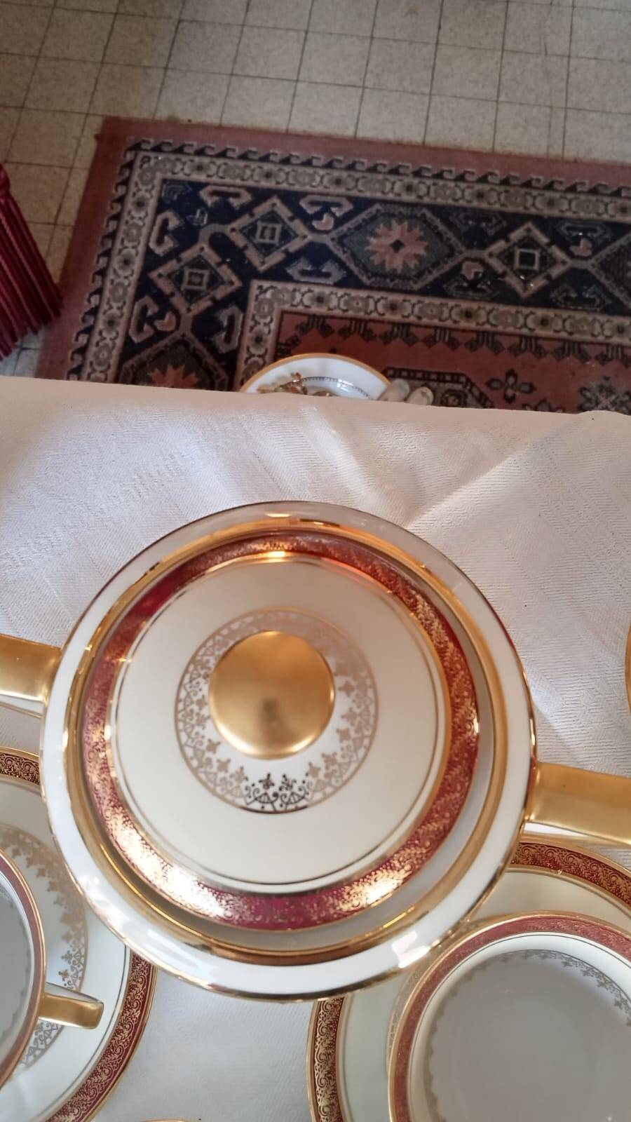 Vilatte Limoges Porcelain Coffee Service 13 Pieces, 11 People 1950