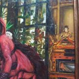 Huile sur panneau. Portrait de femmes. 20ième siècle.