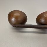 44cm Modernist Auböck Style Brutalist copper metal Candleholder, Austria 19