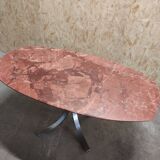 Oval dining table in red marble alicante techno