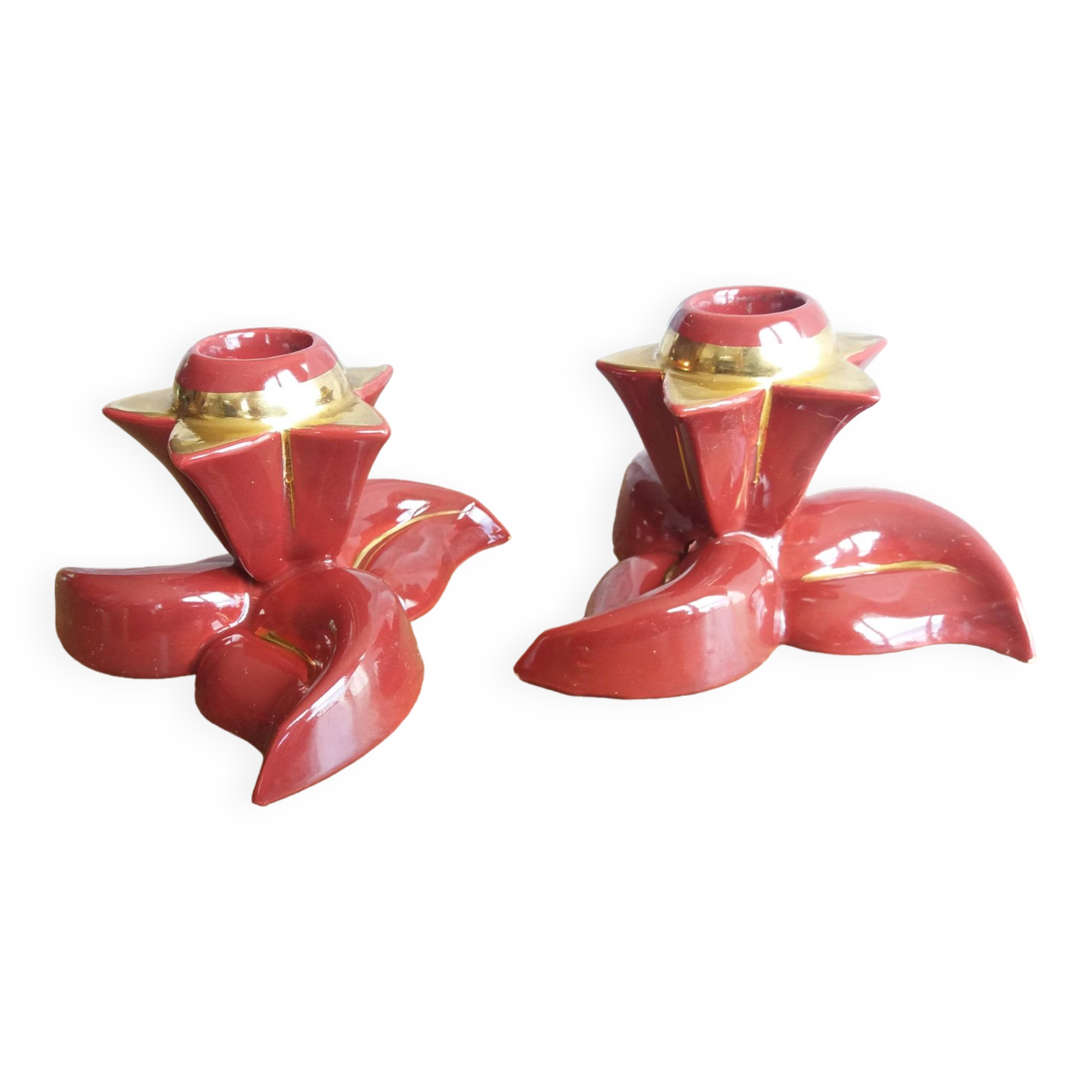 burgundy and gold candle holders