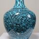 Covered vase or Persian jar, glazed Iznik pottery, vintage turquoise painted.