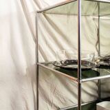 Libreria vintage autoportante in acciaio e vetro di Poul Cadovius per Royal System Denmark, anni '60