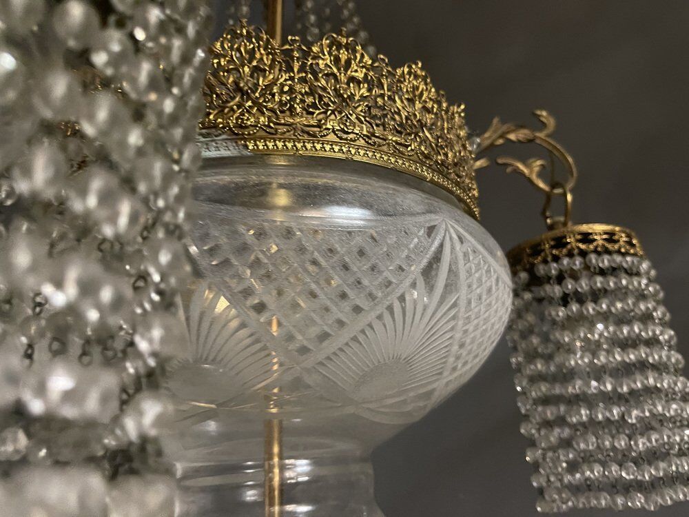 Antique italian liberty chandelier lamp, 1930s