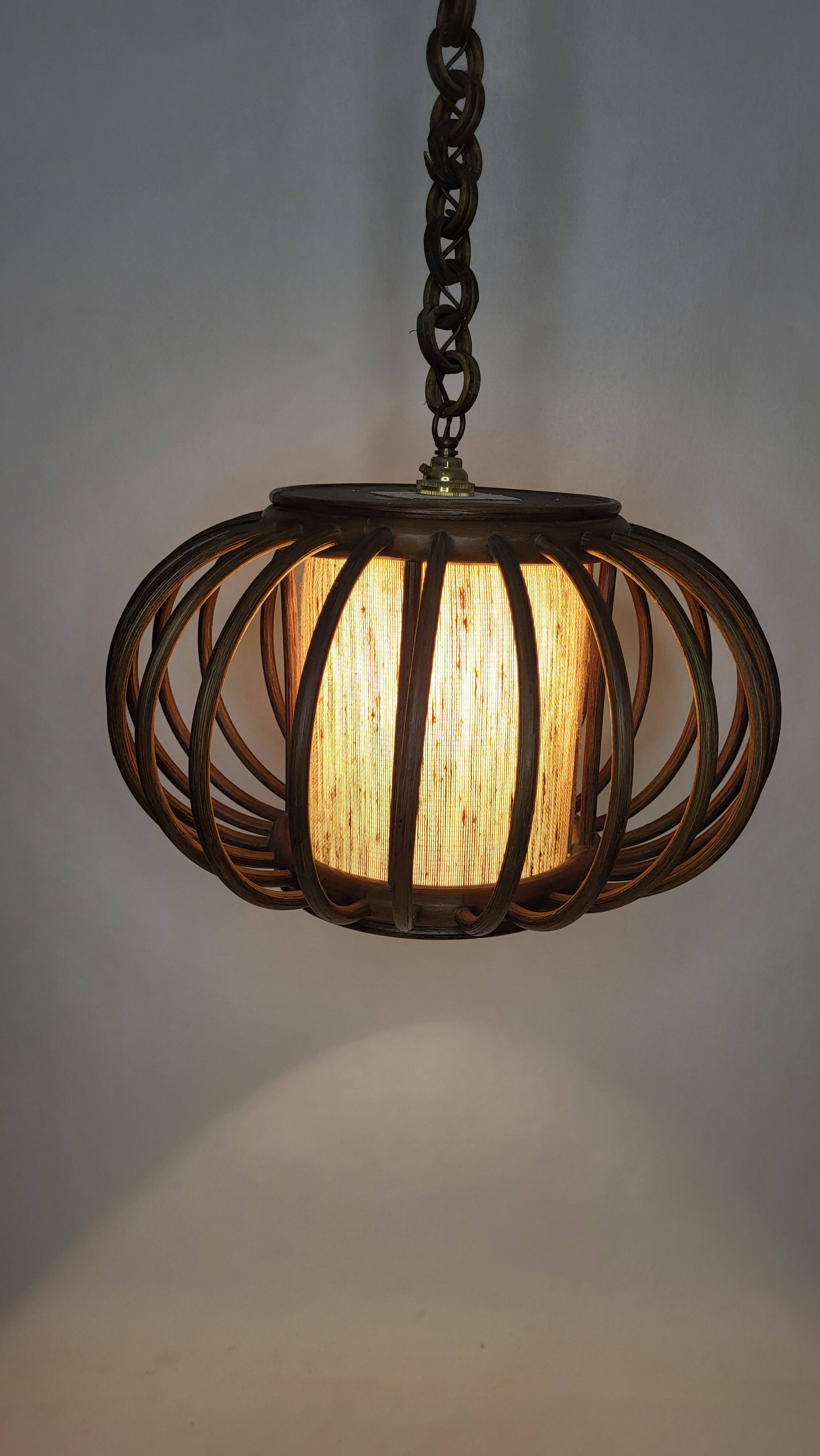 Rattan pendant lamp 1970s