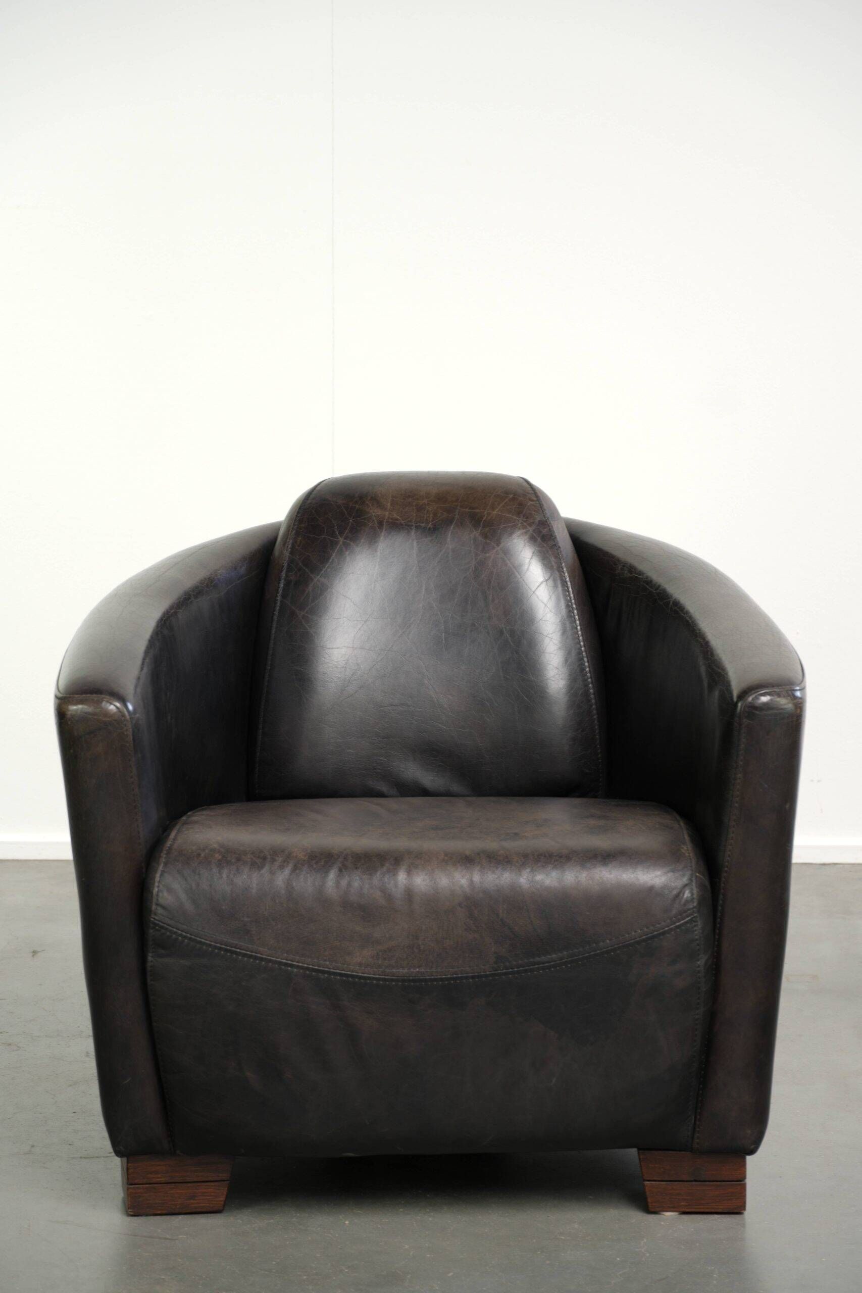 Fauteuil design Aviator en cuir de vache grainé