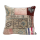 Square Patchwork Kilim Rug Lumbar Pillow Cover, Vintage Wool Kelim Cushion, Tribal Farmohuse Decor