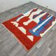 Decorated natural wool rug 250cm x 150cm