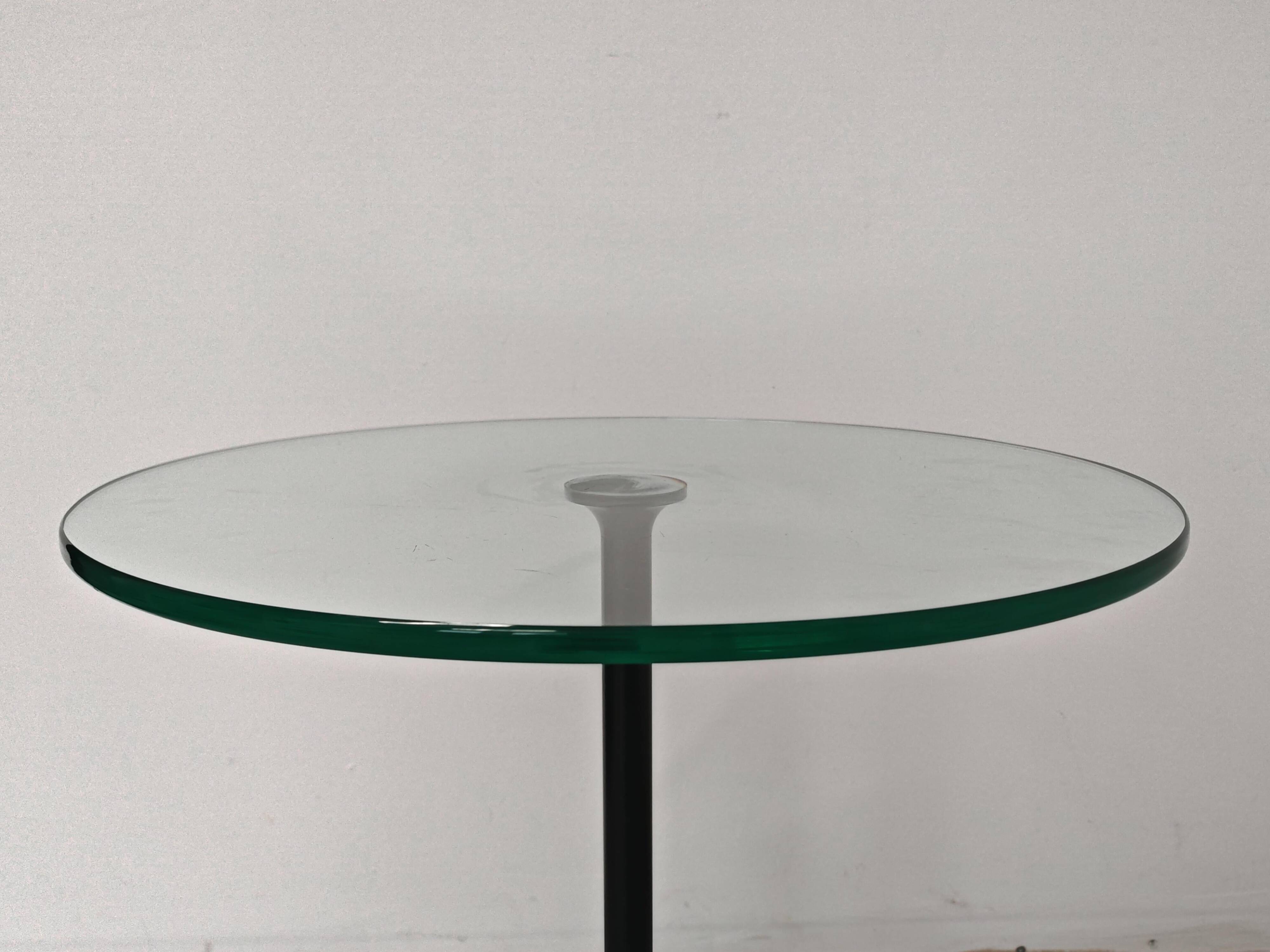 Minimalist round side table in glass by Draenert, 1983