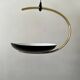 Black metal and brass arc pendant light "Les Activités" by Lucien Gau, Paris 1960