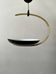 Black metal and brass arc pendant light "Les Activités" by Lucien Gau, Paris 1960