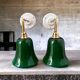 Pair of green opaline wall lights