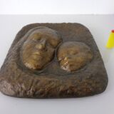 German bronze relief of mother with baby, 1940s.