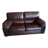 Roche Bobois chocolate leather sofa